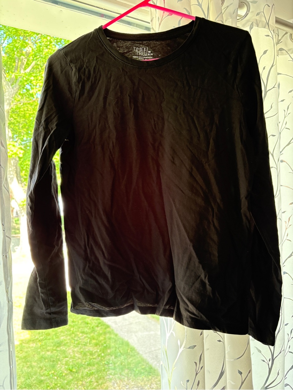 Time and Tru Black Long Sleeve Crewneck Tee for Men